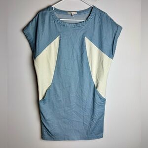 Maje Blue and Cream Dress